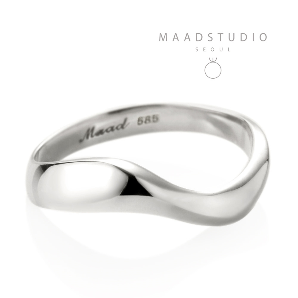 Stream wave ring (S) 14k White gold