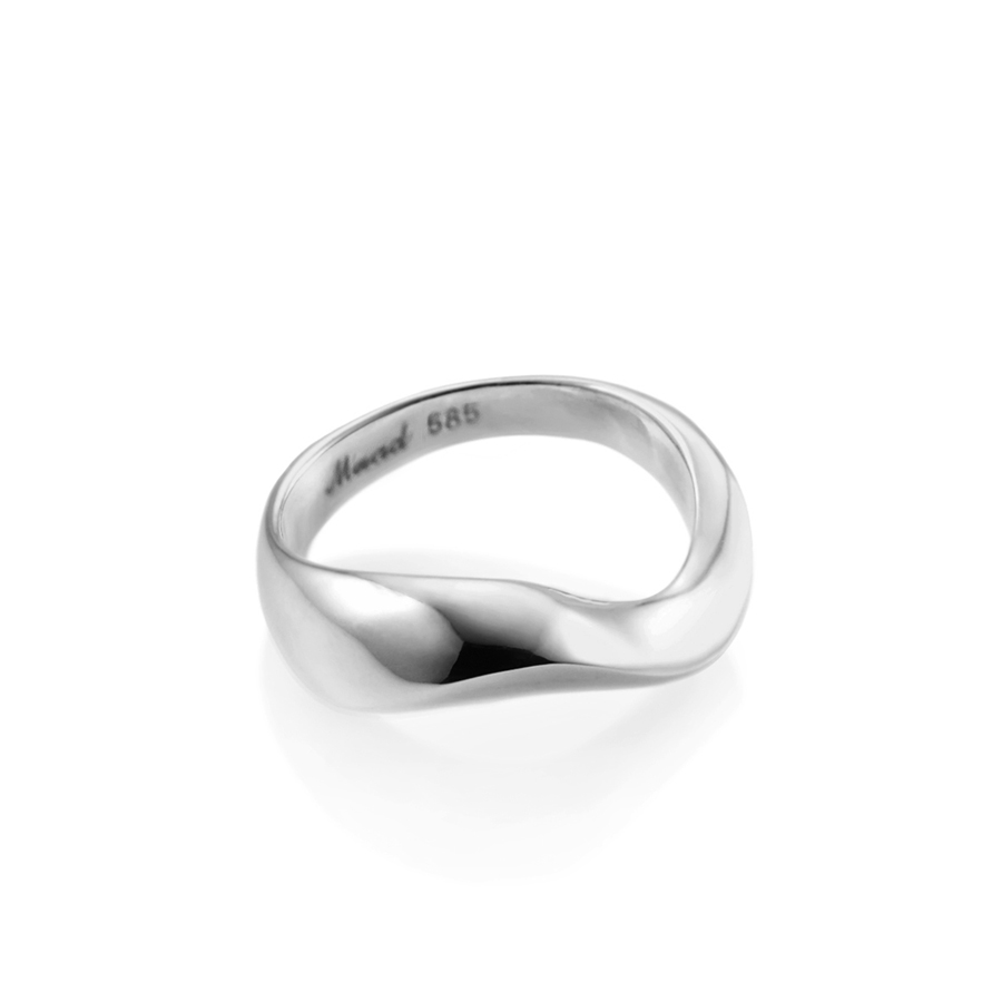 Stream wave ring (S) 14k White gold