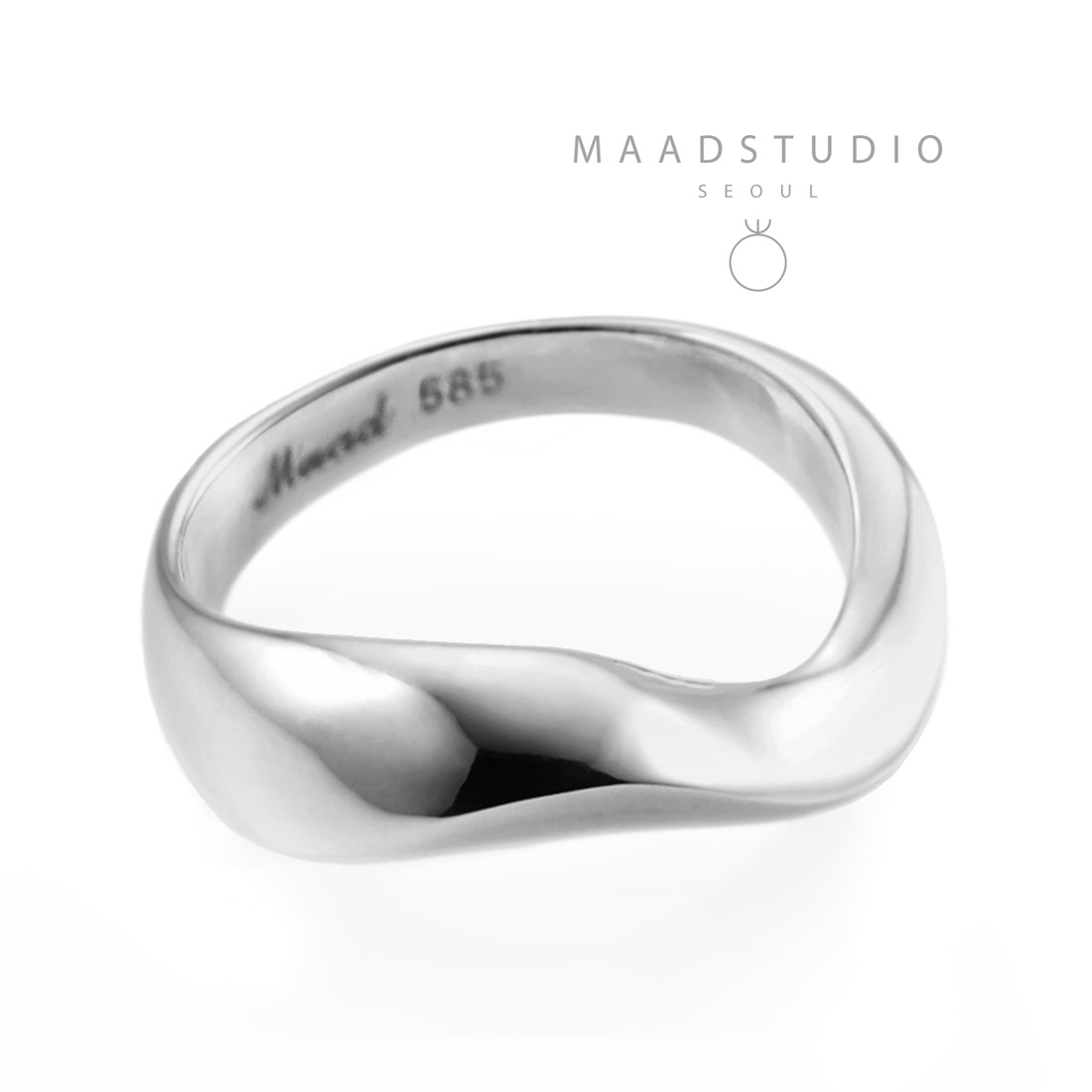 Stream wave ring (S) 14k White gold