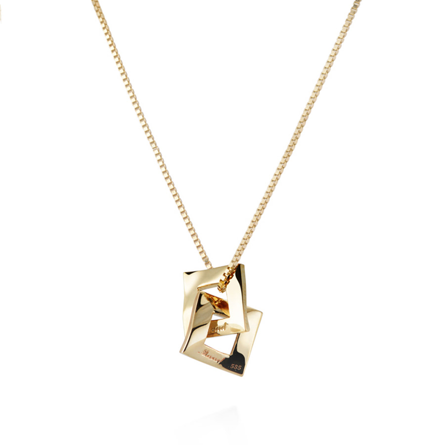 결 더블 목걸이 (중) 14k