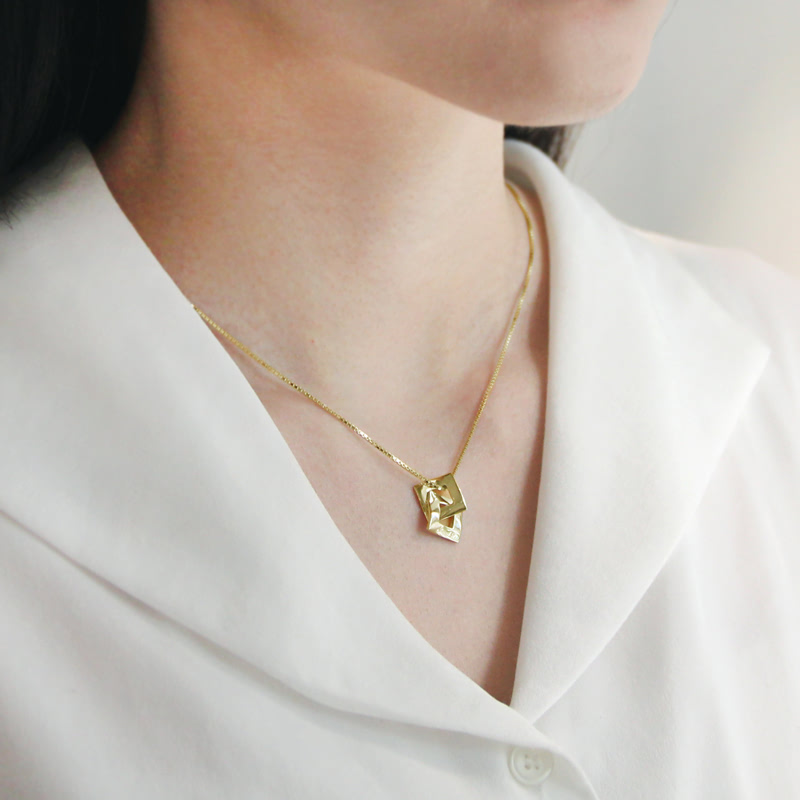 결 더블 목걸이 (중) 14k