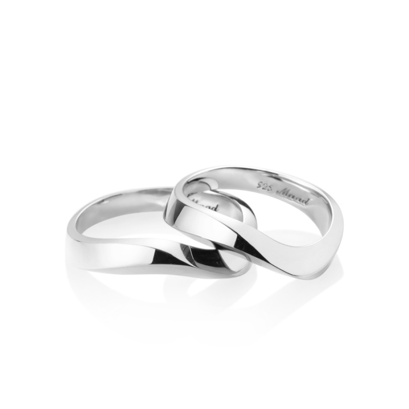 Stream wave II couple ring Set (M&M) Sterling silver