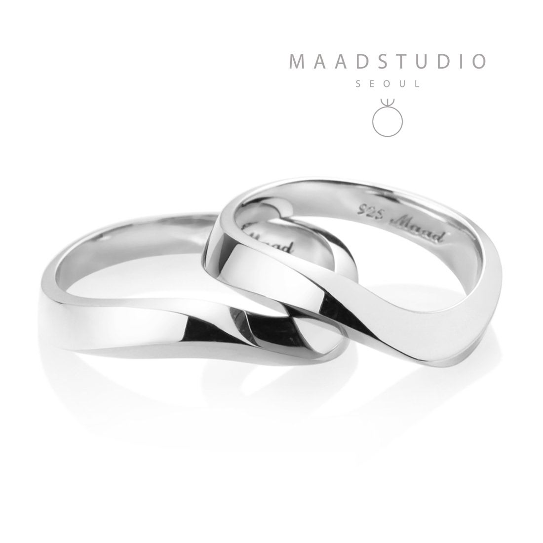 Stream wave II couple ring Set (M&M) Sterling silver