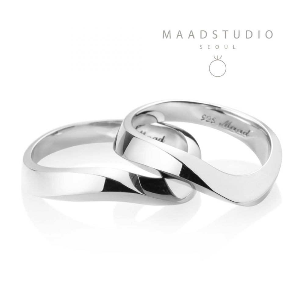 Stream wave II couple ring Set (M&M) Sterling silver