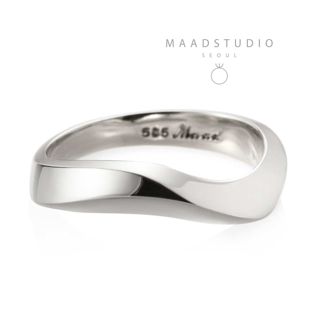 Stream wave II ring (M) 14k White gold