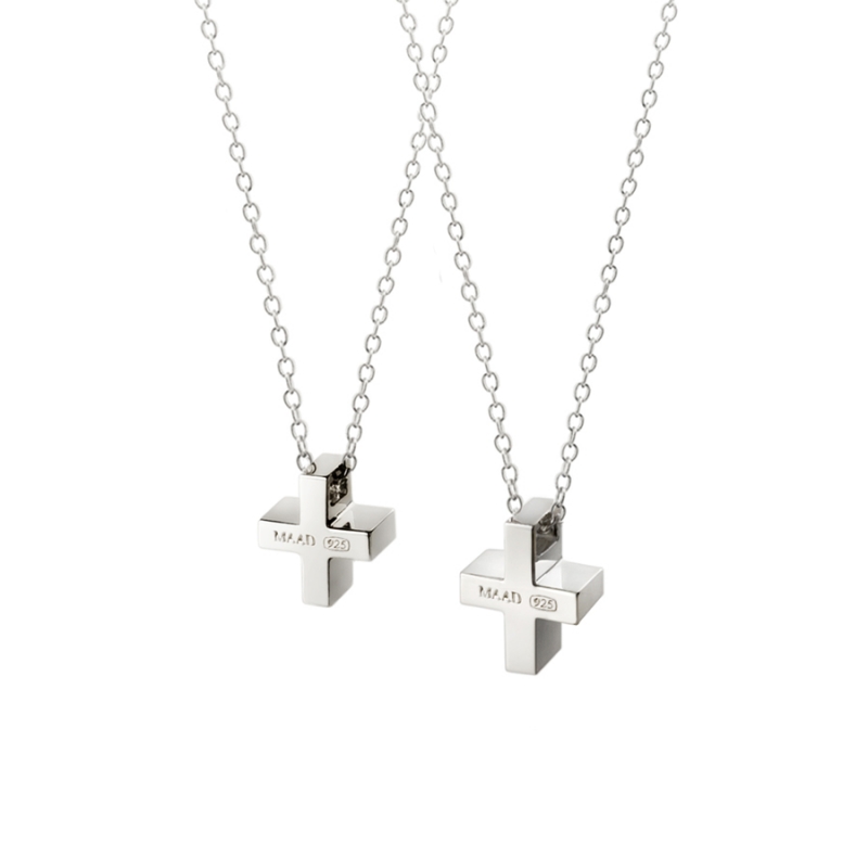 Greek Cross couple pendant Set (M&S) Sterling silver