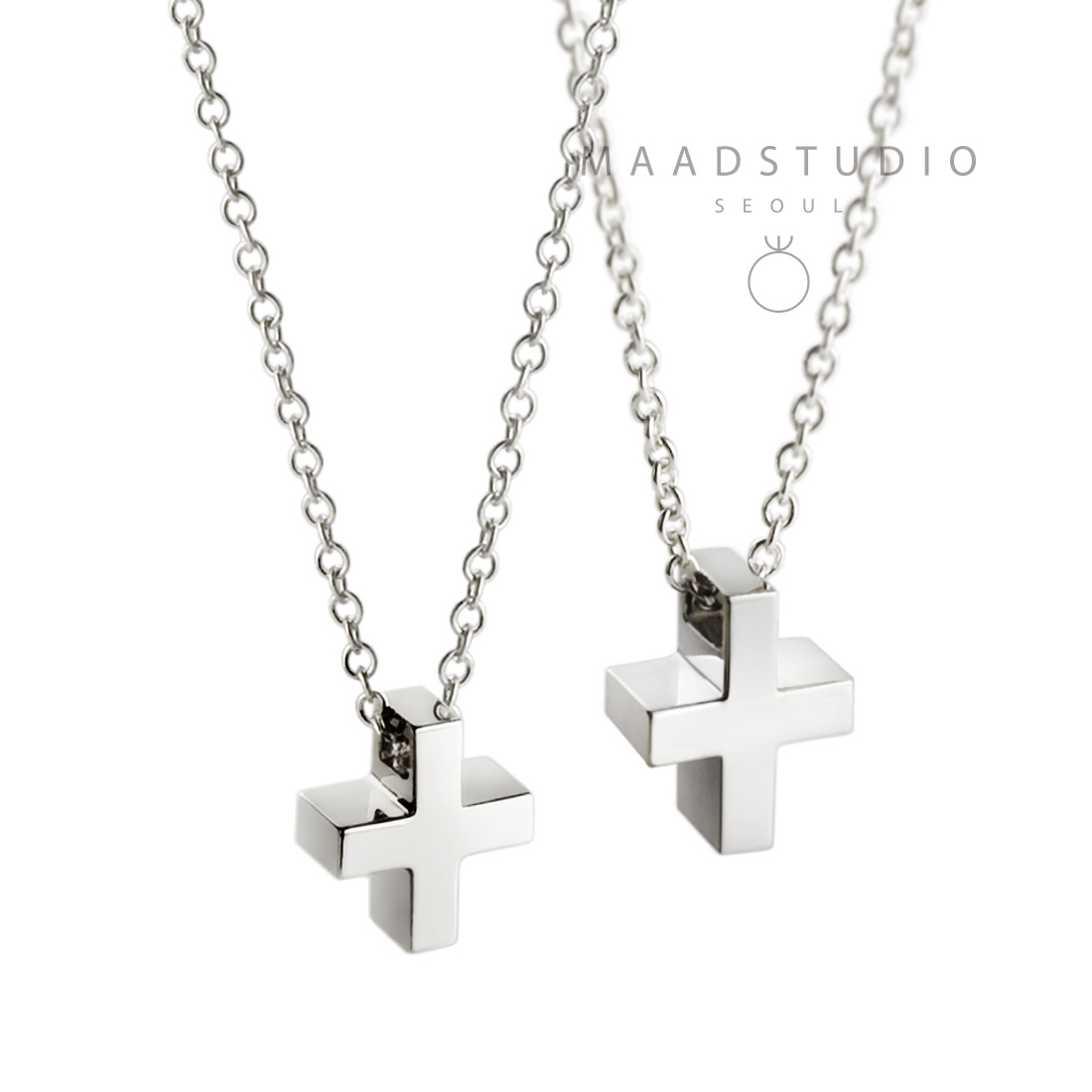 Greek Cross couple pendant Set (M&S) Sterling silver