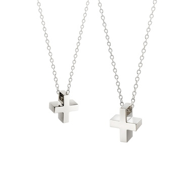 Greek Cross couple pendant Set (M&S) Sterling silver