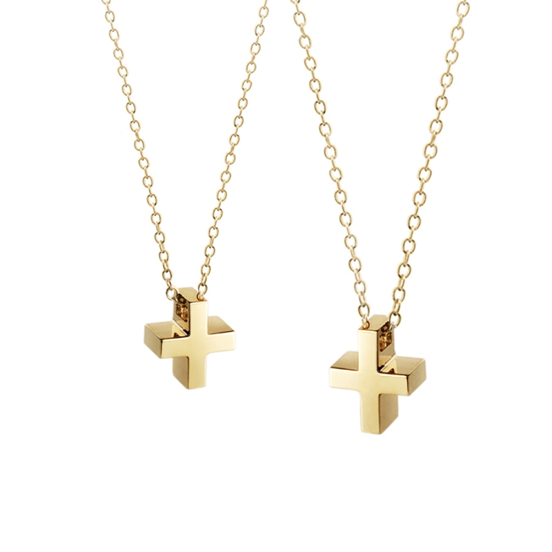 Greek Cross couple pendant Set (M&S) 14k gold