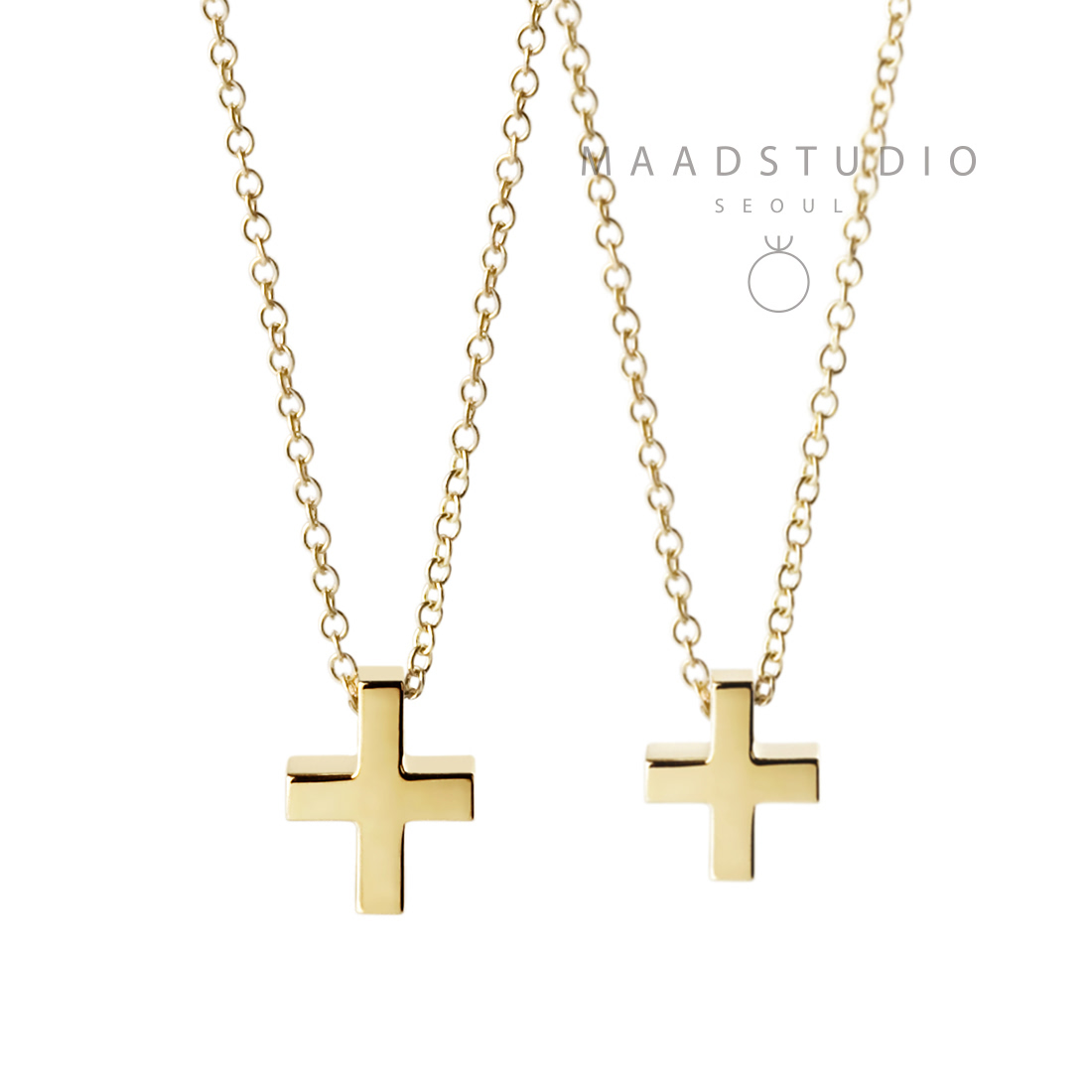 Greek Cross couple pendant Set (M&S) 14k gold