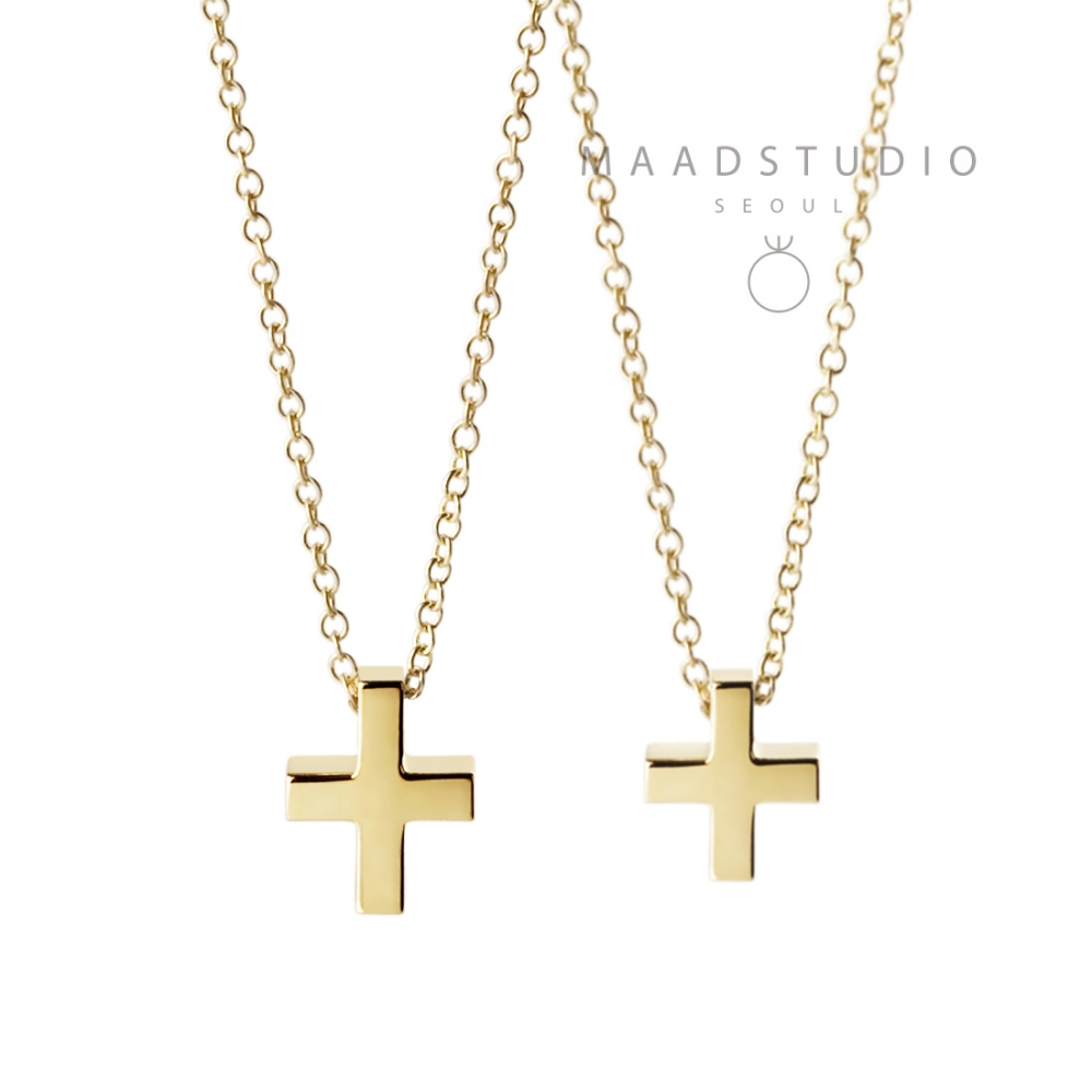 Greek Cross couple pendant Set (M&S) 14k gold