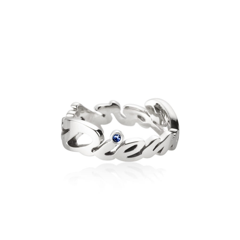 Carpediem II Logo ring (Man) blue sapphire Sterling silver