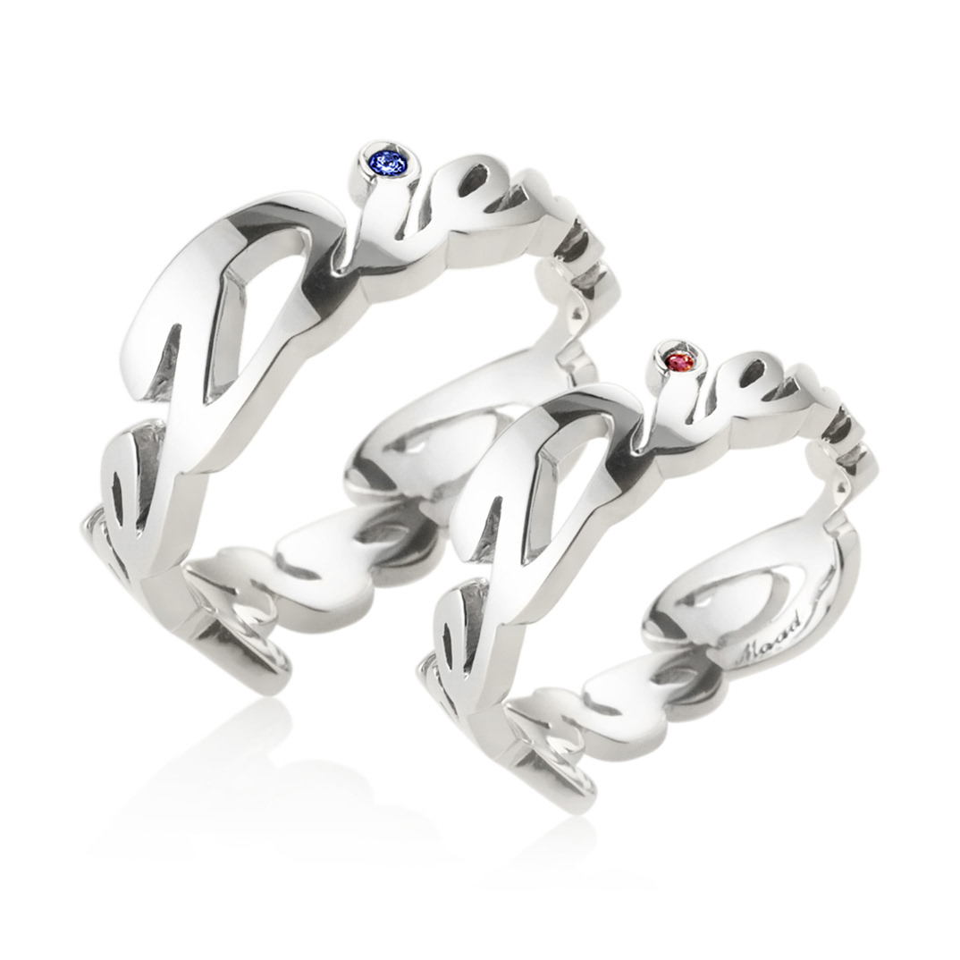 까르페디엠II Logo 커플링 (남+여) Silver_925 blue sapphire, garnet