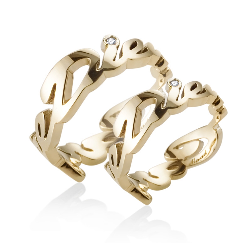 Carpediem II Logo wedding ring Set 14k gold Diamond