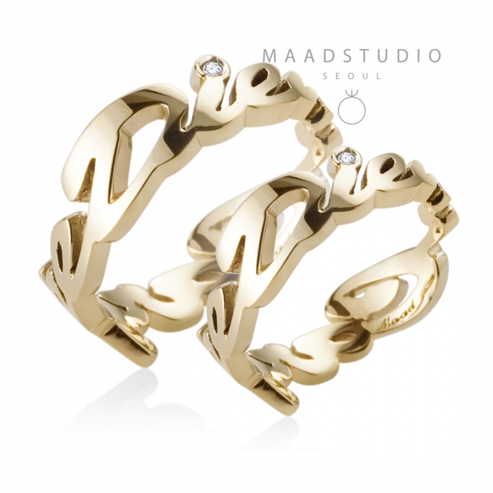 Carpediem II Logo wedding ring Set 14k gold Diamond