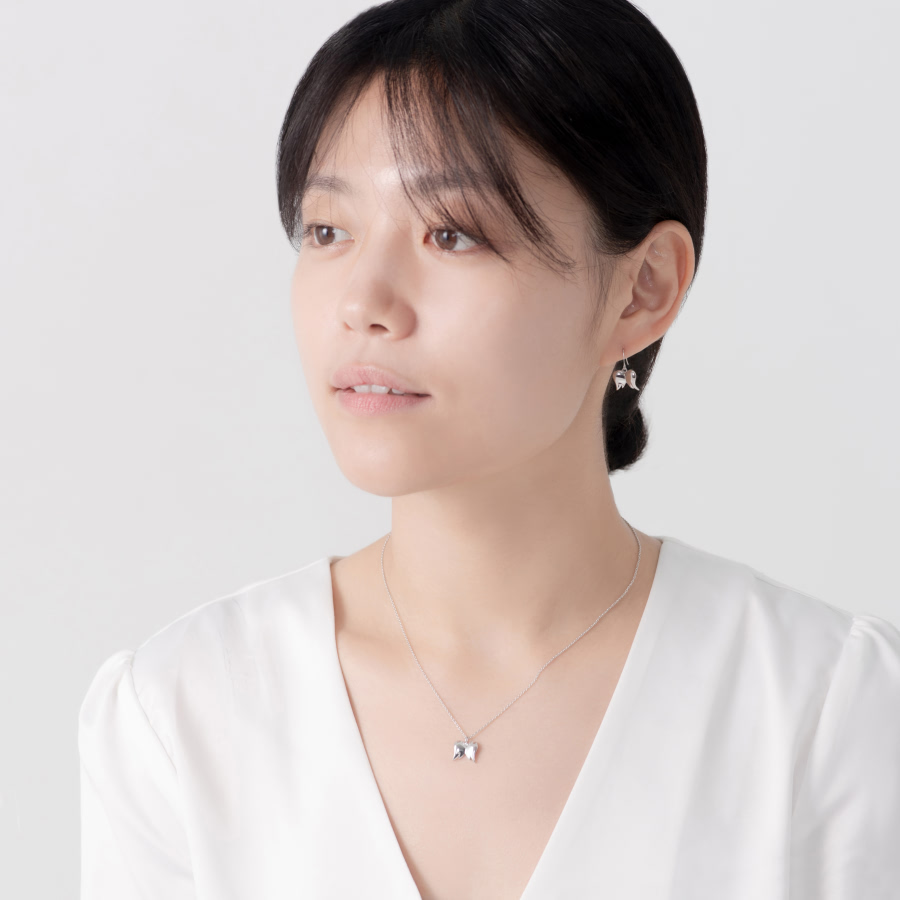 천사의 날개 목걸이 (소) 14k 화이트골드