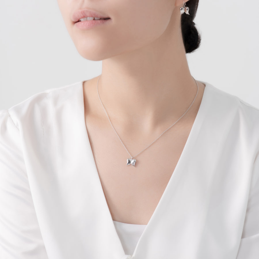 천사의 날개 목걸이 (소) 14k 화이트골드