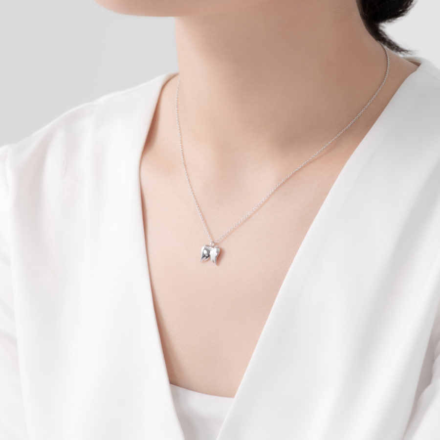 천사의 날개 목걸이 (소) 14k 화이트골드