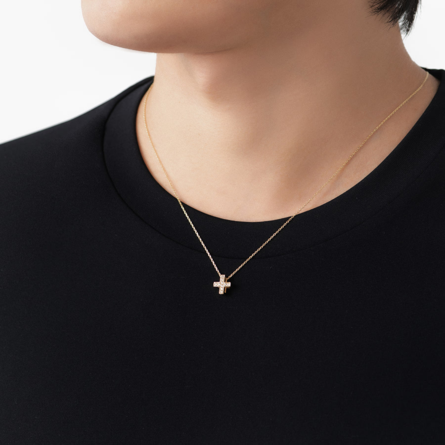 그리크크로스 목걸이 (중) 14k CZ