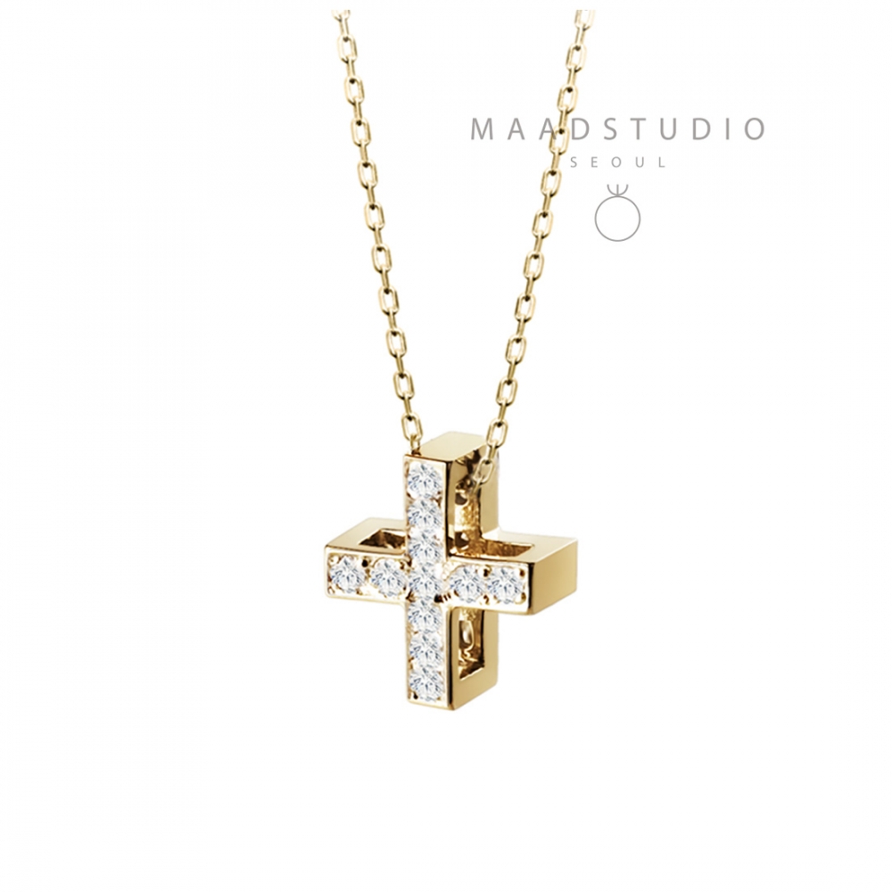 Greek Cross pendant (M) 14k gold CZ