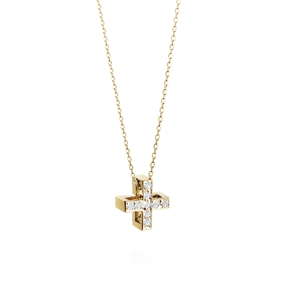 Greek Cross pendant (M) 14k gold CZ