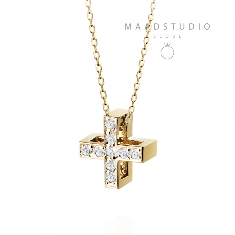 Greek Cross pendant (M) 14k gold CZ