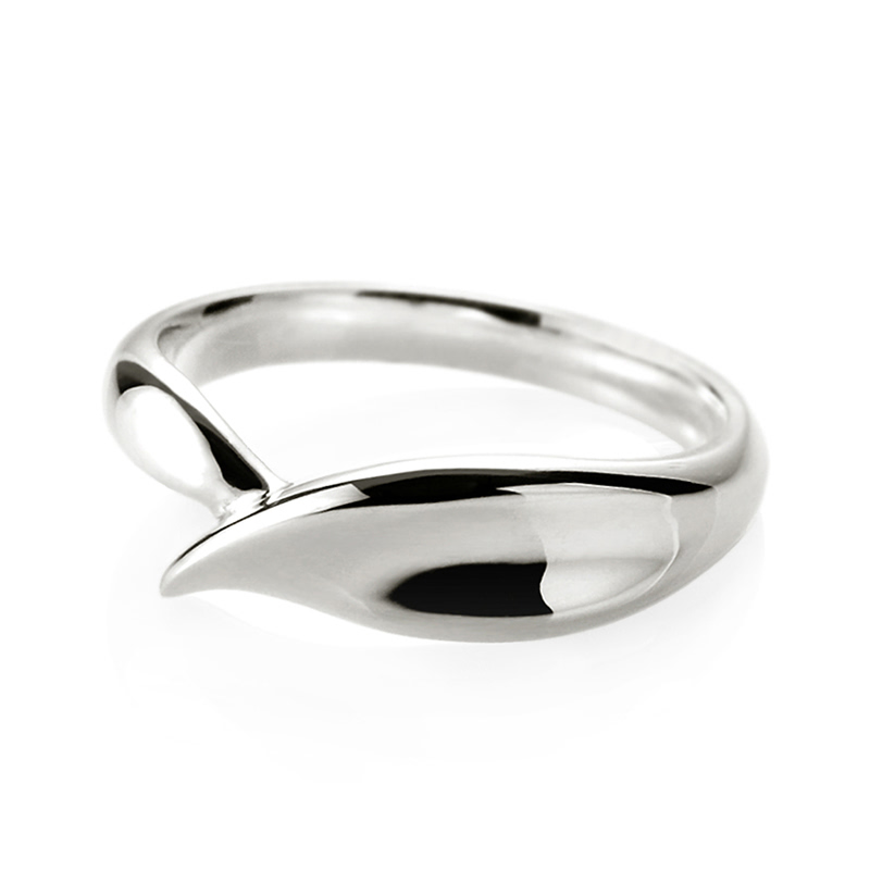 잎 반지 (소) 14k 화이트골드