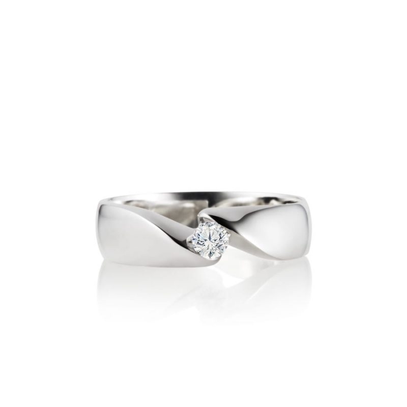 Cymbidium Solitaire ring (M) Sterling silver CZ 0.17ct
