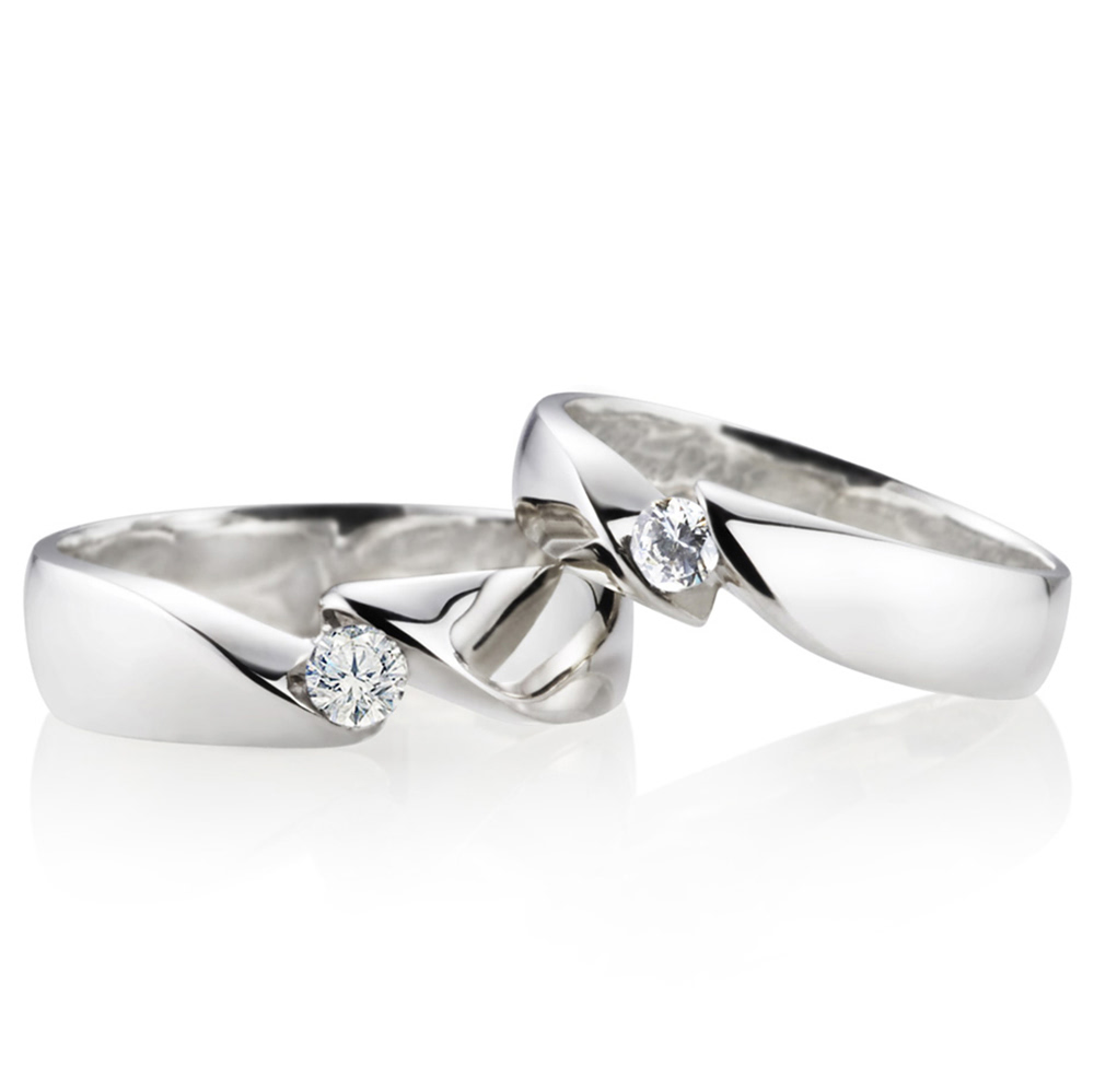 춘란 커플링 (중+소) Silver_925 0.17ct & 0.1ct