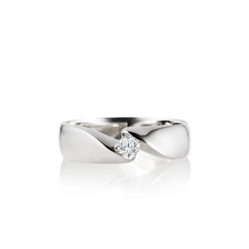 Cymbidium Solitaire ring (M) 14k White gold CZ 0.17ct