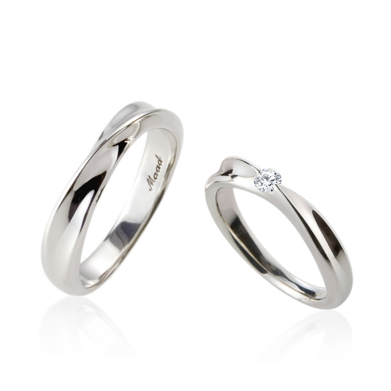 Infinity IV Solitaire & flat couple ring Set (L&S) CZ 0.1ct & flat Sterling silver