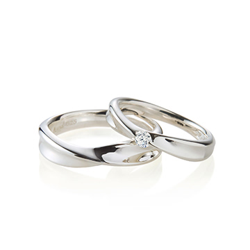 Infinity IV Solitaire & flat couple ring Set (L&S) CZ 0.1ct & flat Sterling silver