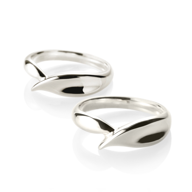 Willow leaf couple ring Set (M&S) Sterling silver