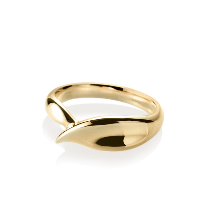 Willow leaf ring (M) 14k gold