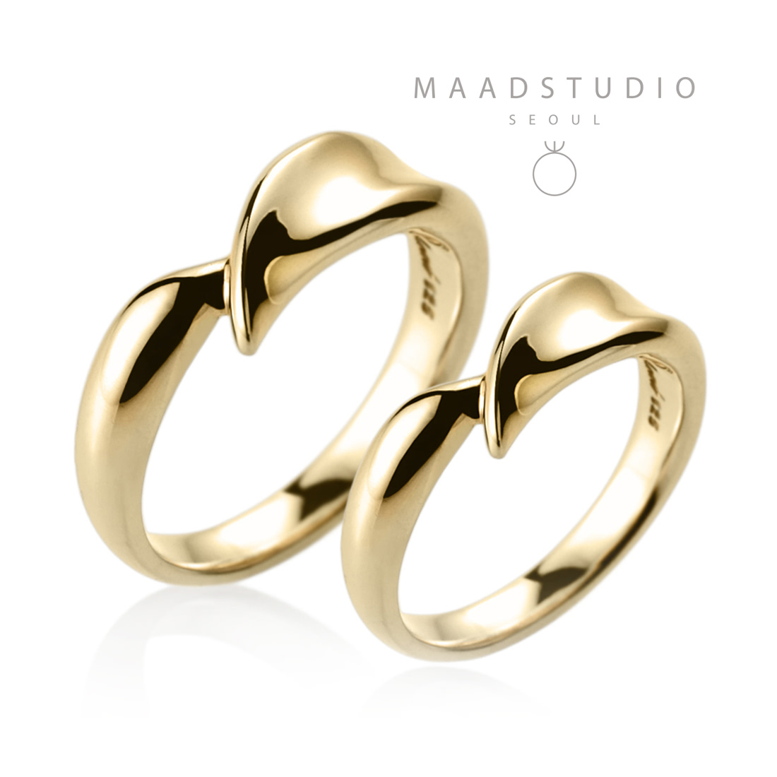 Willow leaf wedding ring Set (M&S) 14k gold