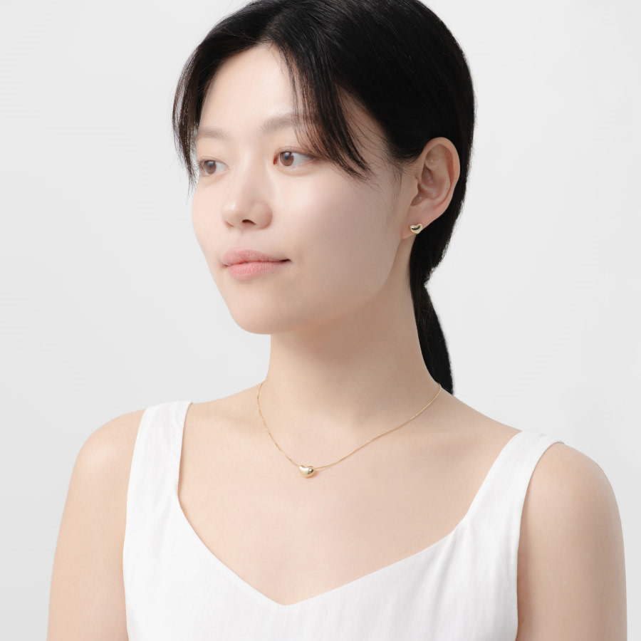 구름하트 귀걸이 14k