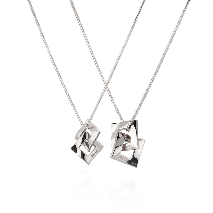 결 더블 커플목걸이 (중+소) Silver_925