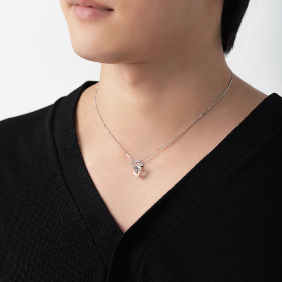 결 더블 커플목걸이 (중+소) Silver_925