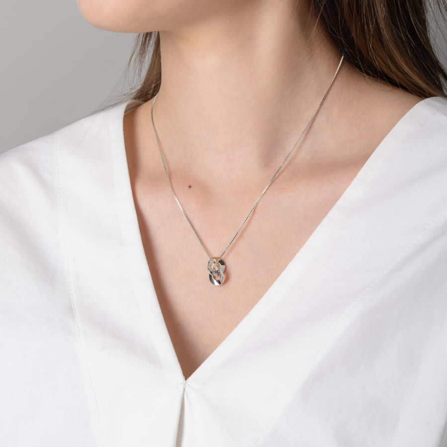 결&연 더블 커플목걸이 (중+소) Silver_925