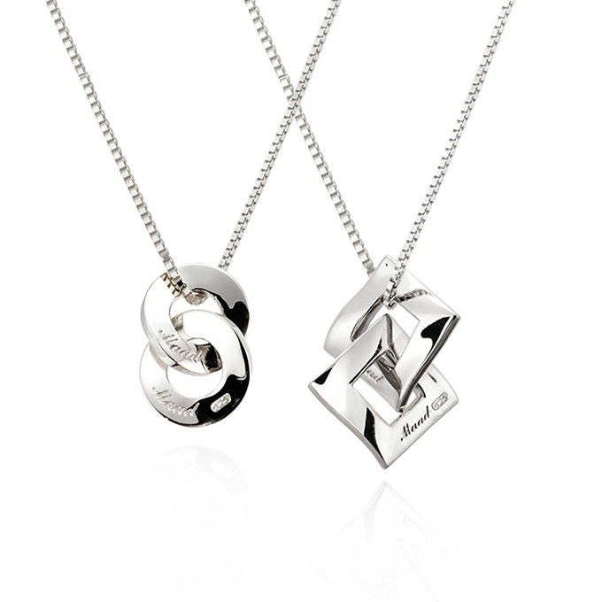 결&연 더블 커플목걸이 (중+소) Silver_925