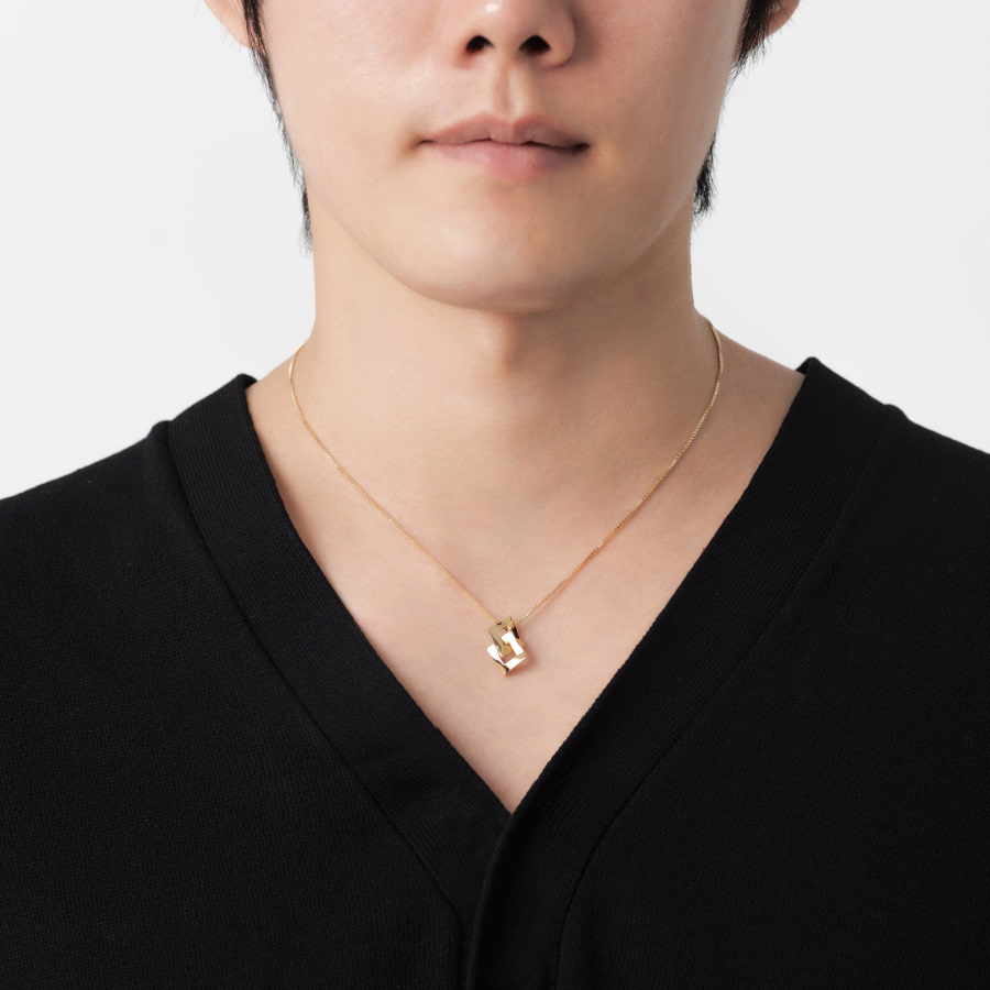 결 더블 커플목걸이 (중+소) 14k