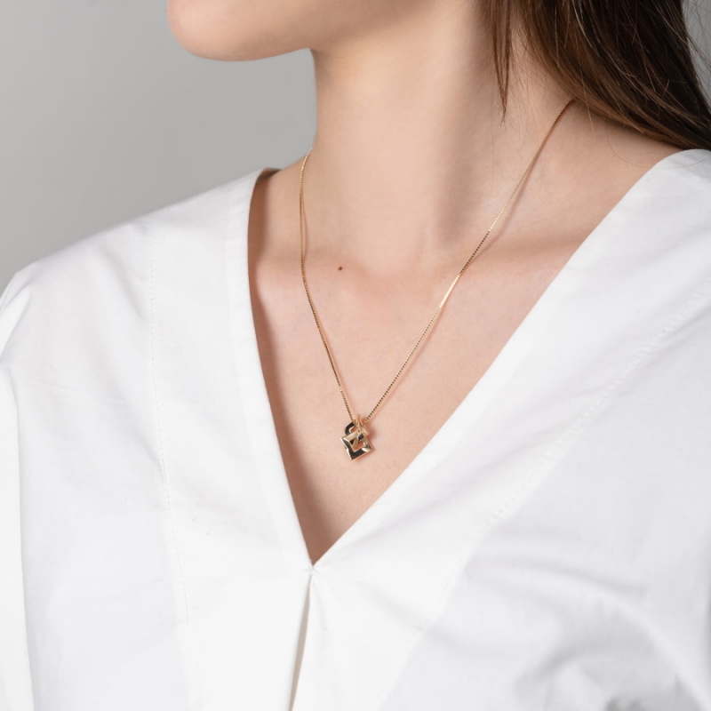 결 더블 커플목걸이 (중+소) 14k