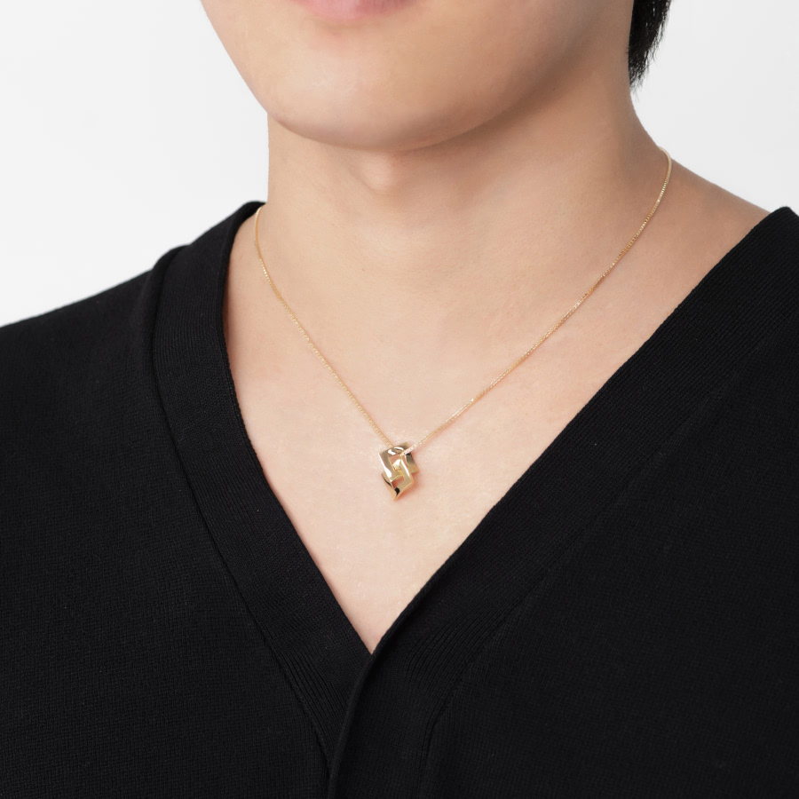 결 더블 커플목걸이 (중+소) 14k