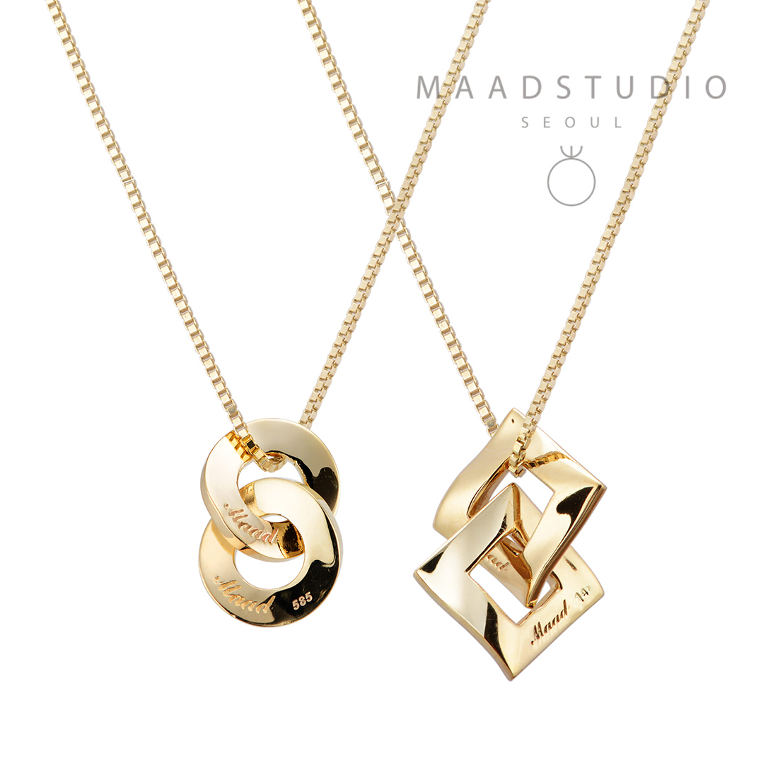 Kyul & Yeon III double couple pendant Set (M&S) 14k gold