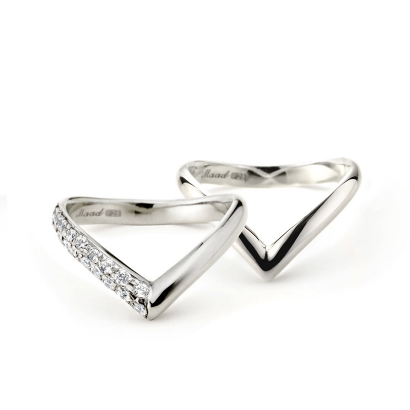Love heart II couple ring Set (M&M) CZ & flat Sterling silver