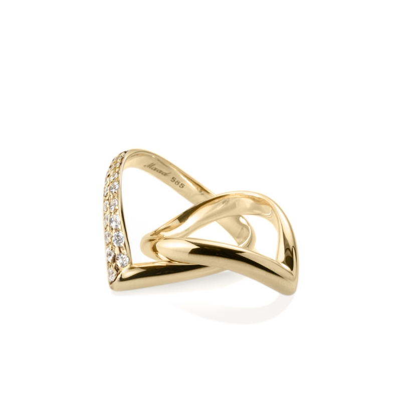 Love heart II wedding ring Set (M&M) 14k gold CZ