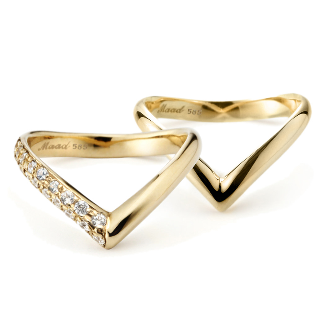 사랑II 커플링 (중+중) 14k CZ & flat
