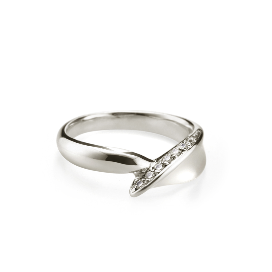 Willow leaf ring (S) CZ Sterling silver