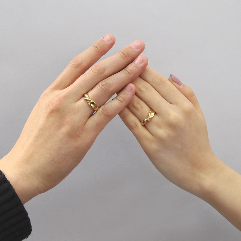 Willow leaf wedding ring Set (M&S) 14k gold CZ