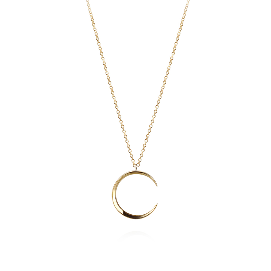 Lunar crescent pendant (S) 14k gold